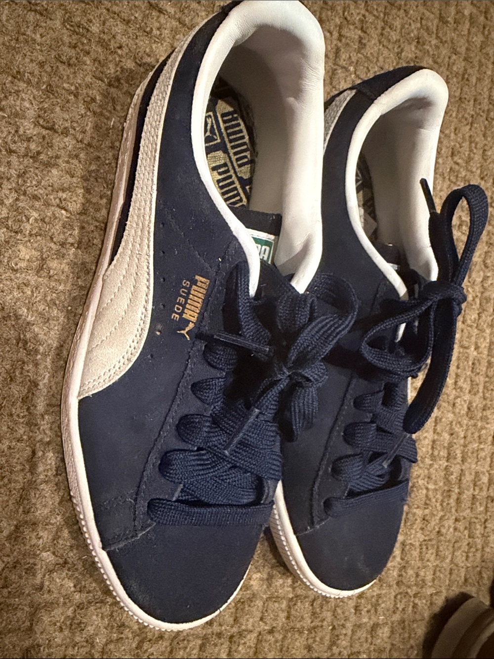 Puma Navy Suede Sneakers with White